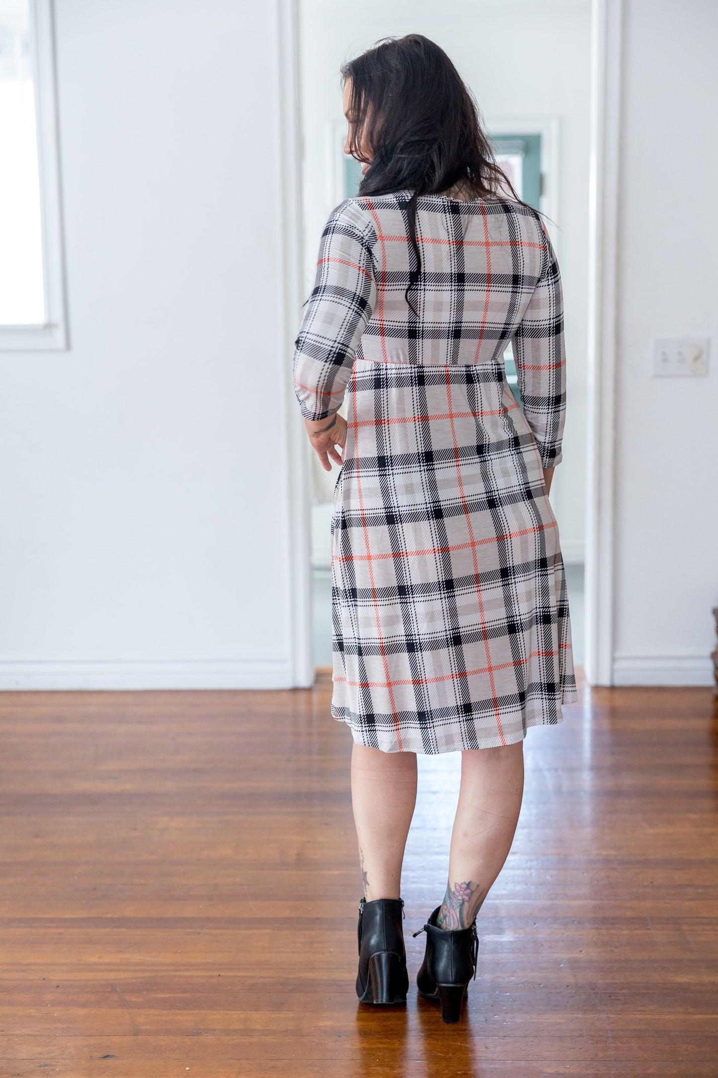 Fall Plaid Surplice Dress