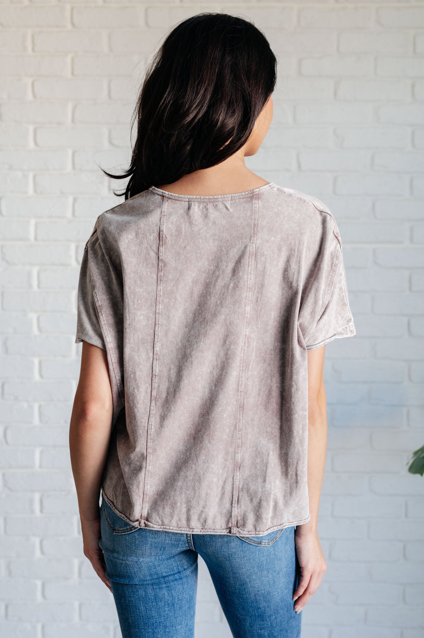 Here for the Vibes Mineral Wash Spliced Tee