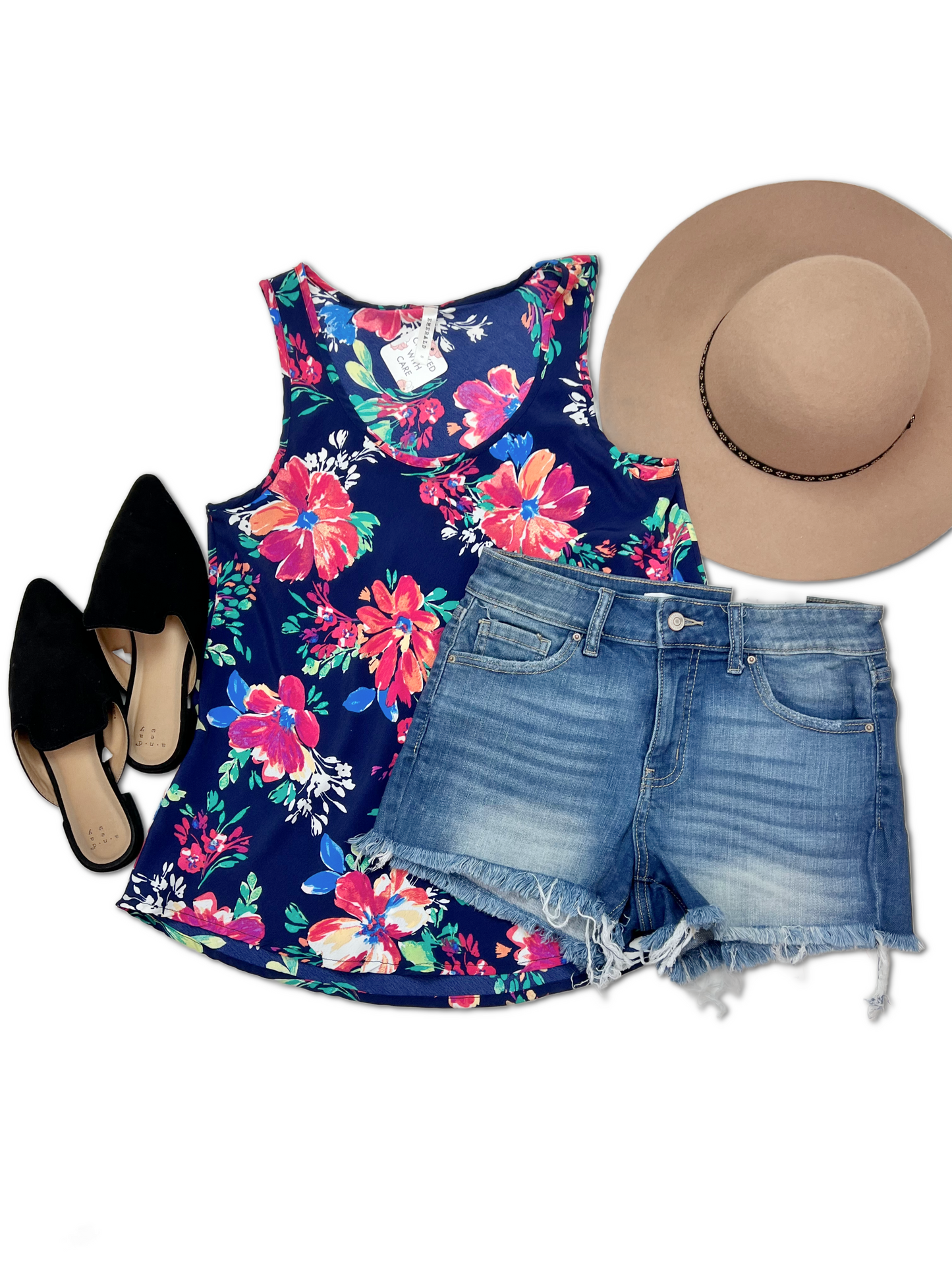 Indigo Floral - Sleeveless Tank