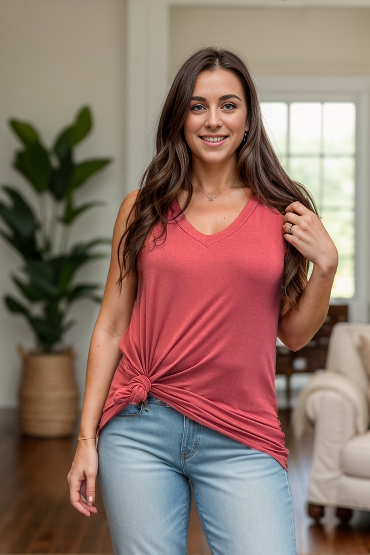 Jasmine - Sleeveless Top Marsala