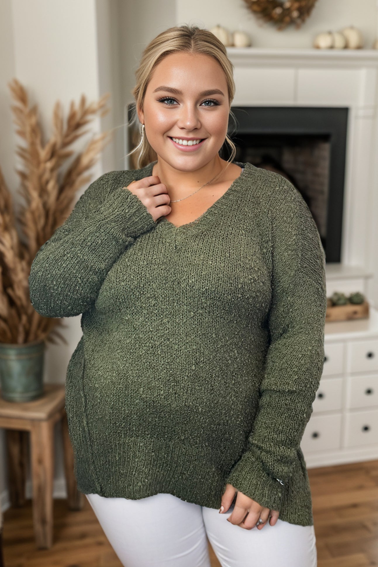 Olive Delight - Popcorn Sweater