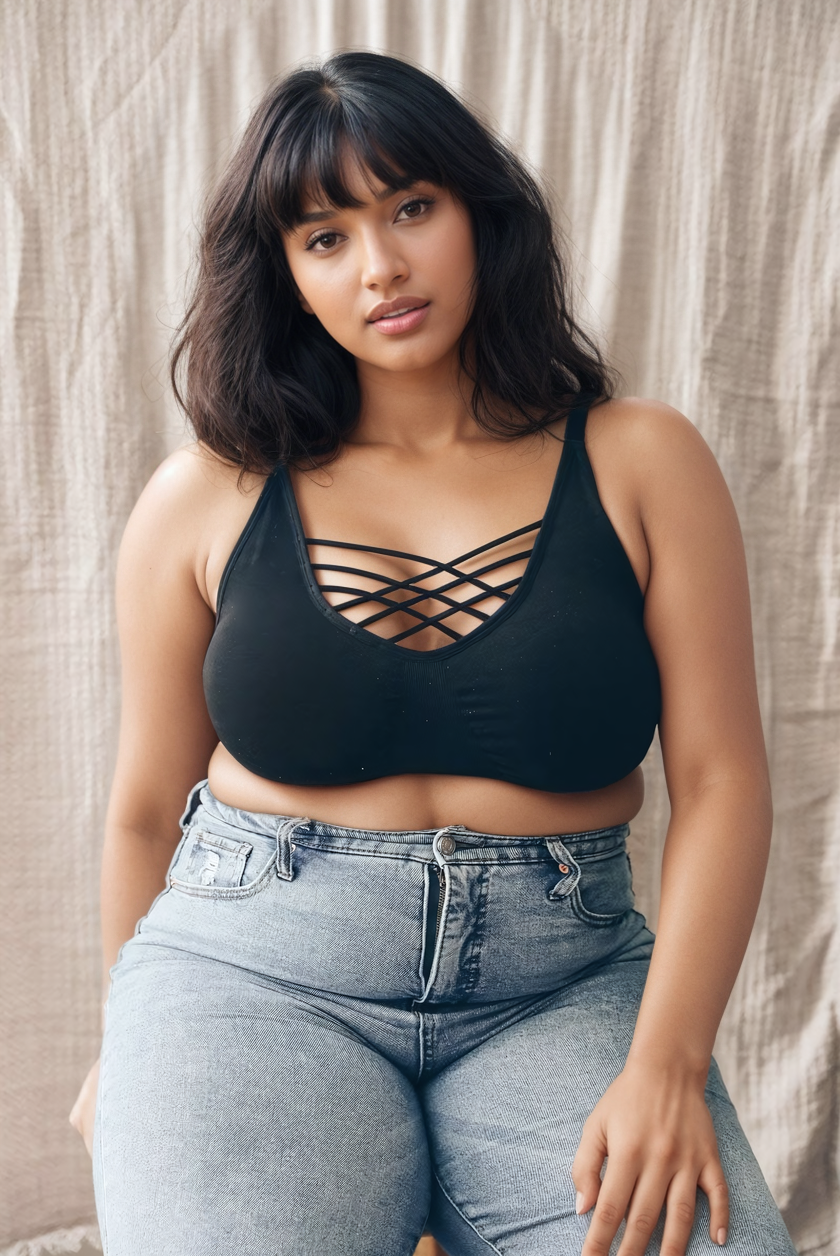 Interwoven Strappy Front Bralette 1X2X / Black