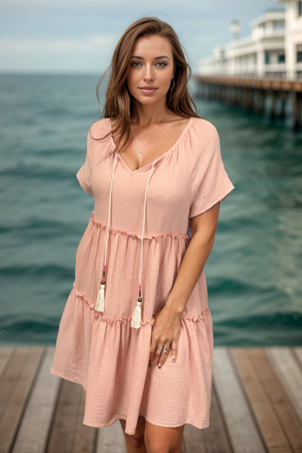 Totally Peachy - Tassel Dress