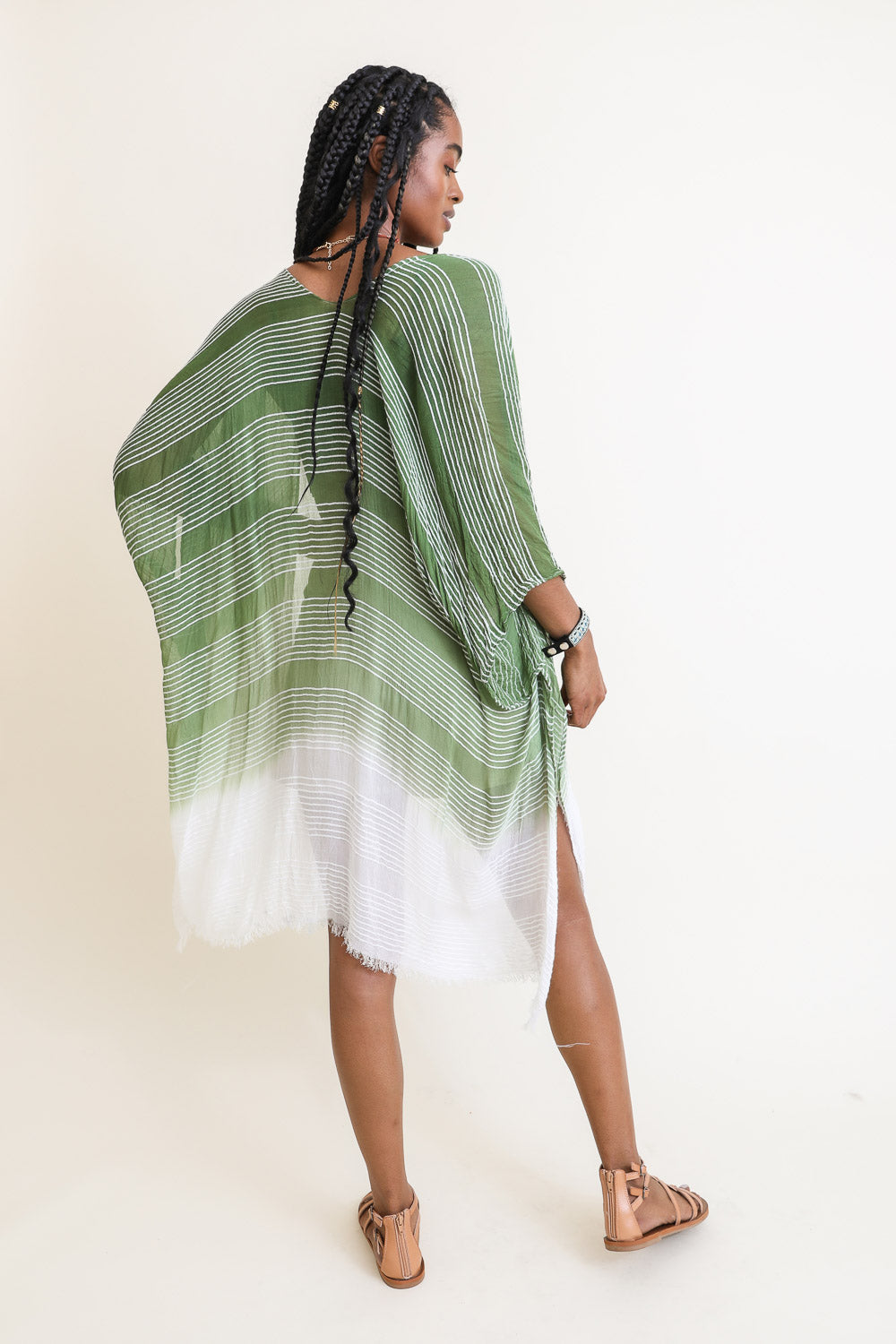 Stripe Woven Dip Dyed Kimono