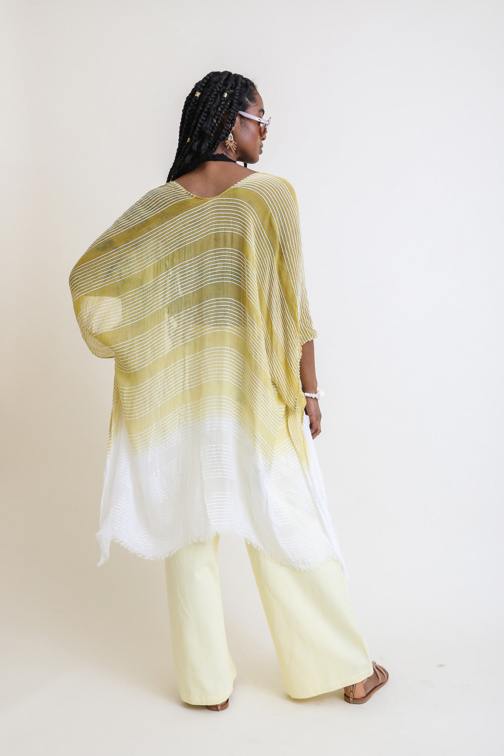 Stripe Woven Dip Dyed Kimono