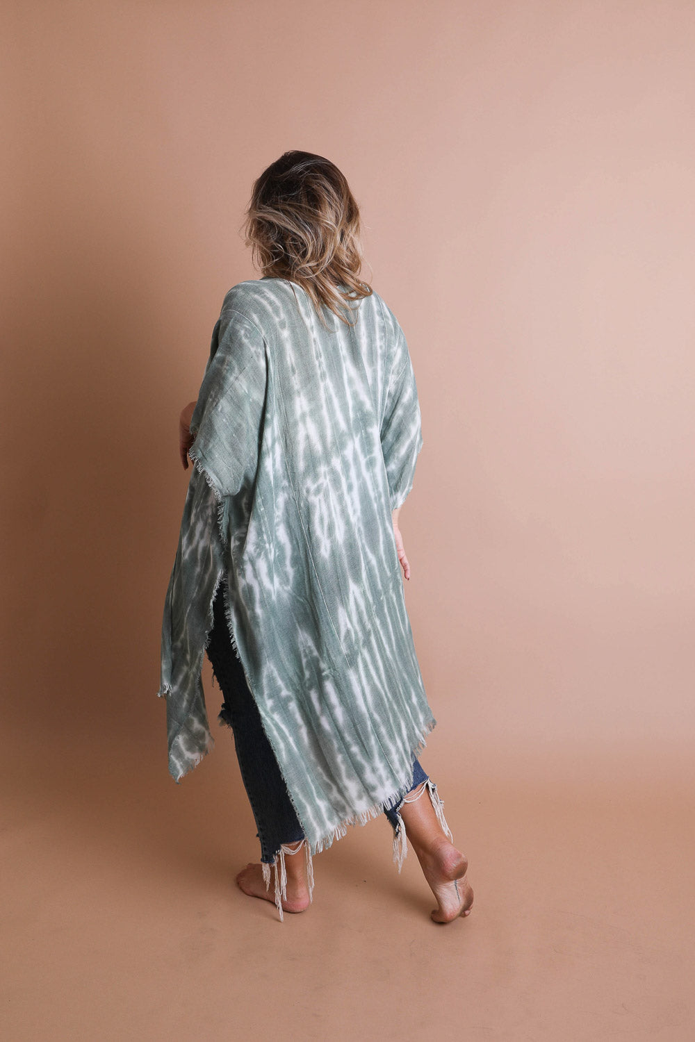 Tie Dye Frayed Kimono Kimonos