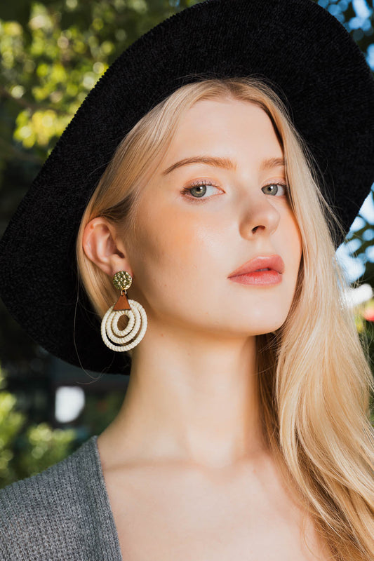 Bohemian Dream Rattan Circle Drop Earrings Jewelry