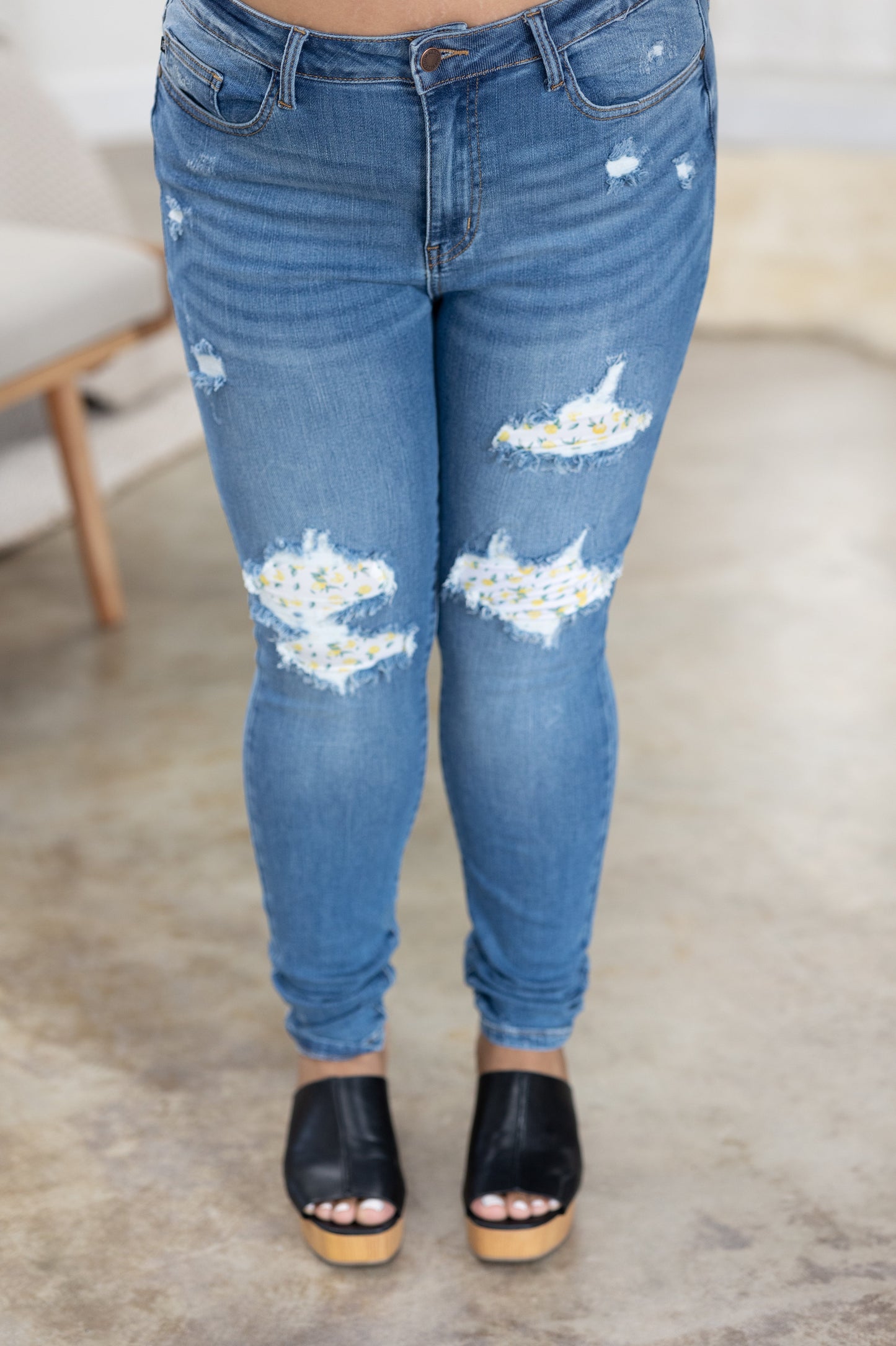 Lemon Drops Judy Blue Patched Skinnies