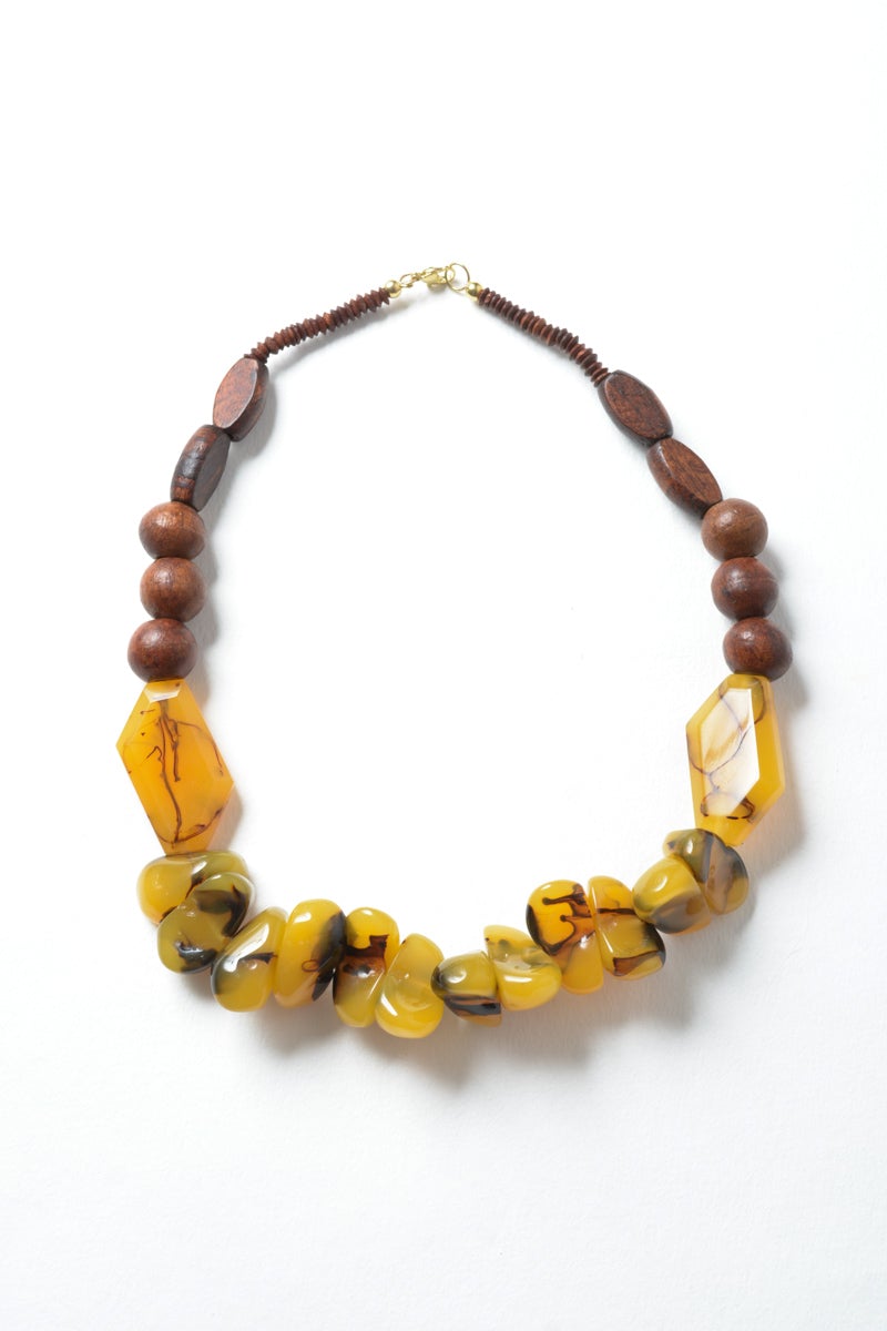 Chunky Amber Beaded Necklace Jewelry