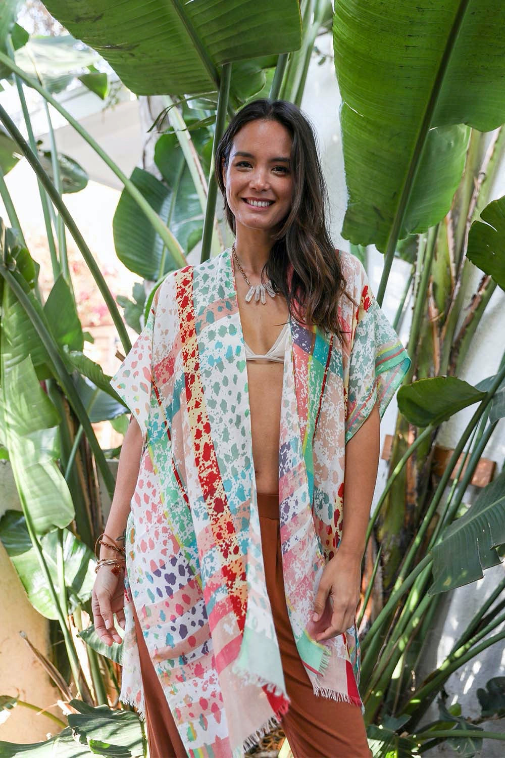 Colorful Splatter Kimono Blush