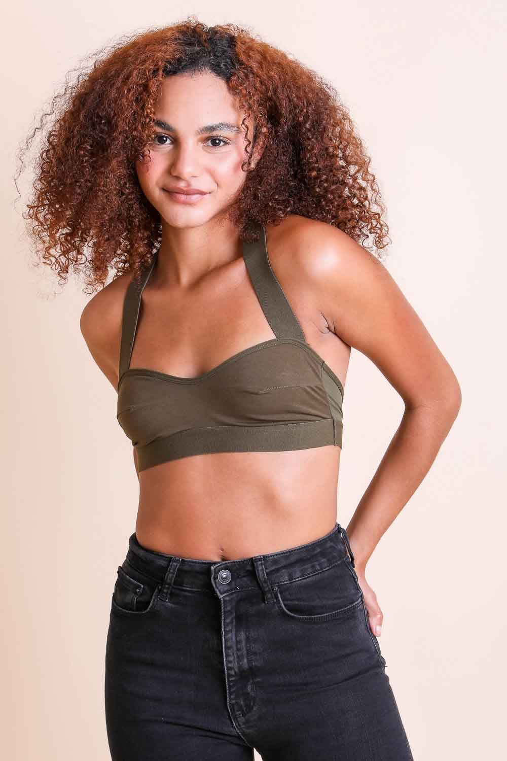 Cross Strap Bralette Small / Olive