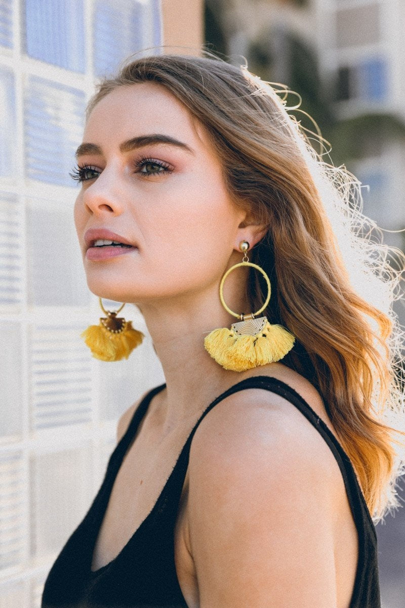 Drop Tassel Fan Earrings Jewelry