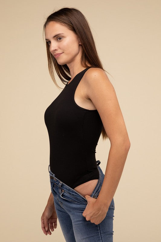 Boat Neck Sleeveless Padded Bodysuit