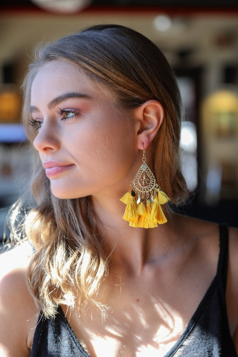 Filigree Raffia Tassel Earrings Jewelry