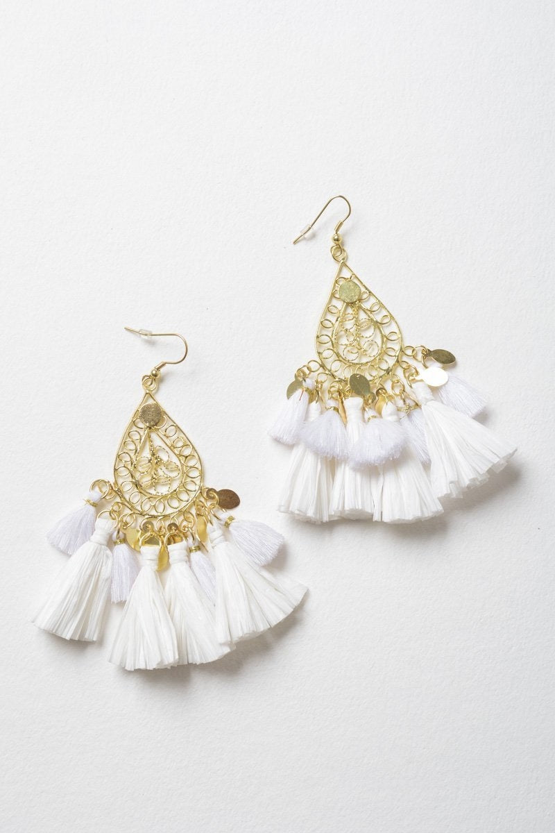 Filigree Raffia Tassel Earrings Jewelry