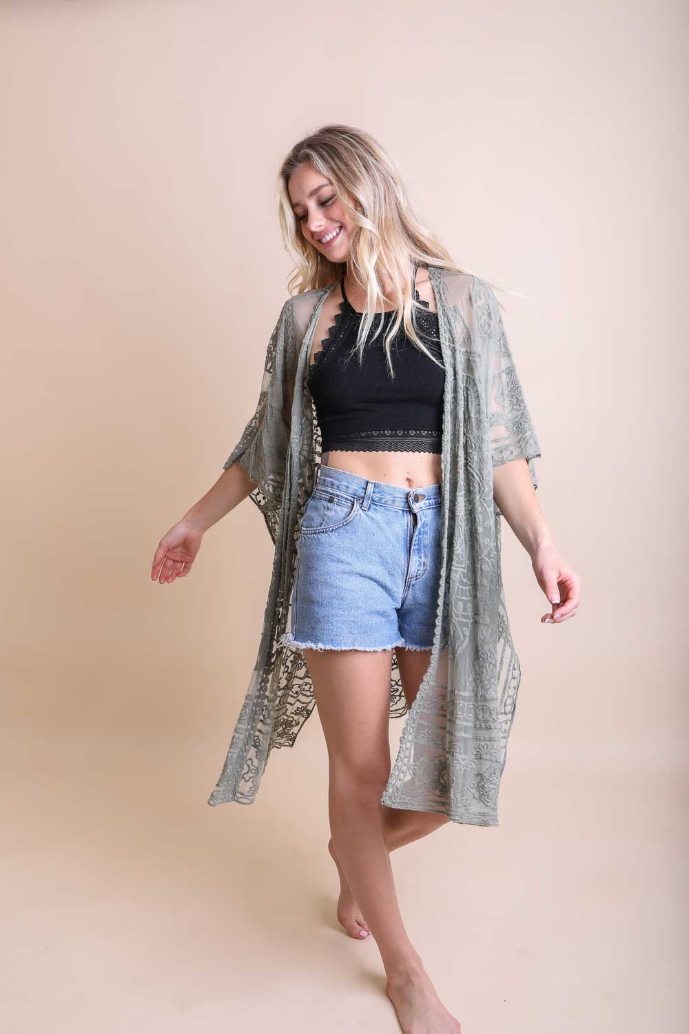 Floral Mandala Mesh Kimono Ponchos