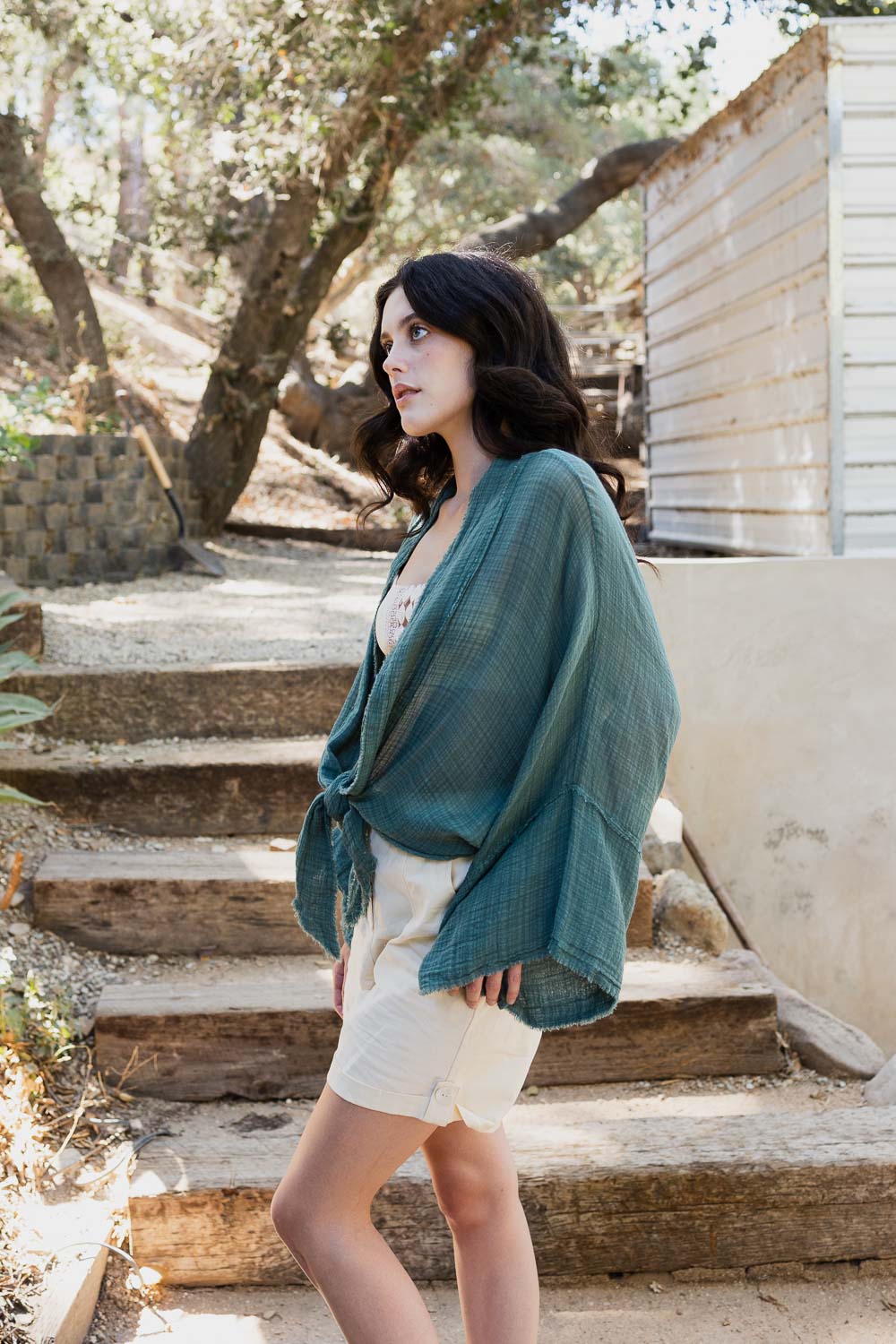 Flounce Sleeve Kimono Wrap