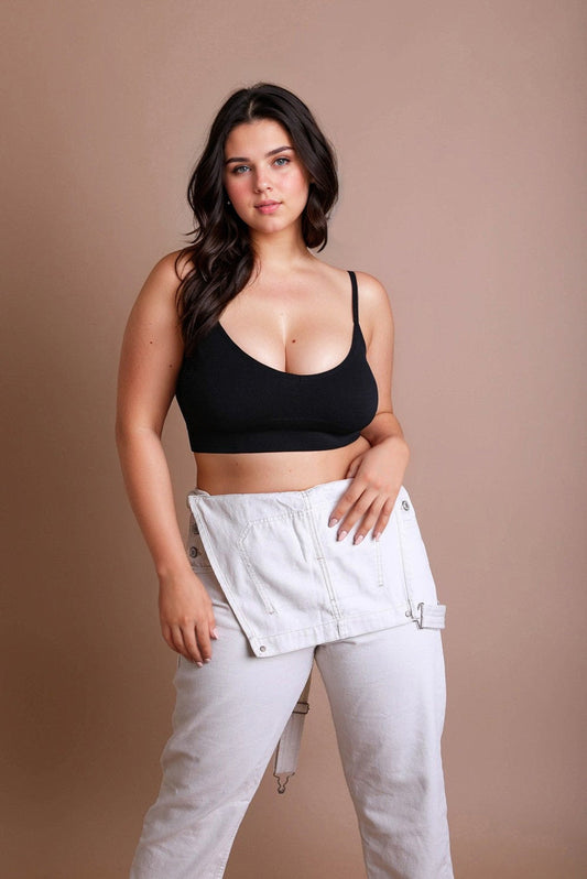 Low Back Seamless Bralette Plus Size Black