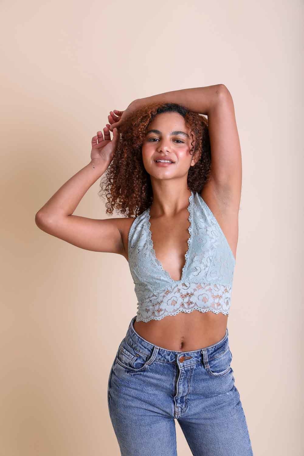 Plunge Racerback Bralette Small / Seafoam