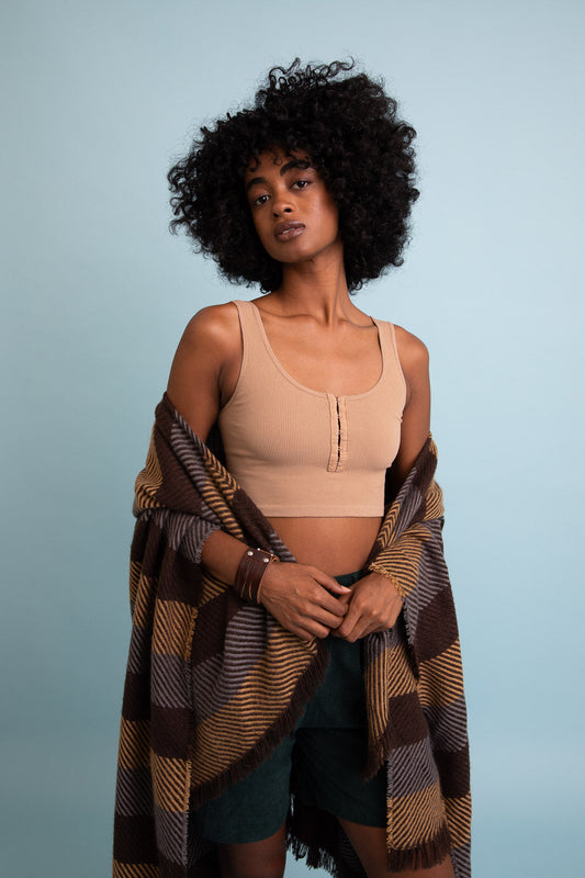 Ribbed Hook Eye Brami Bralette Mocha