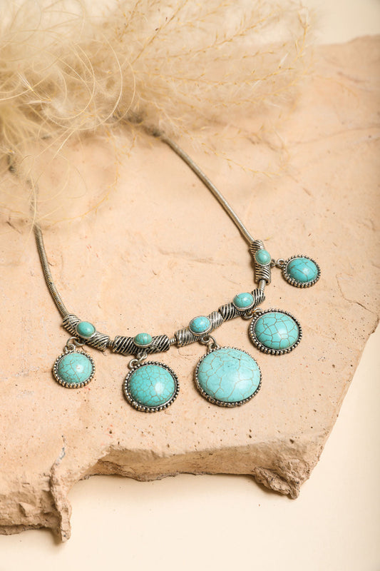 Turquoise Charm Link Necklace Jewelry